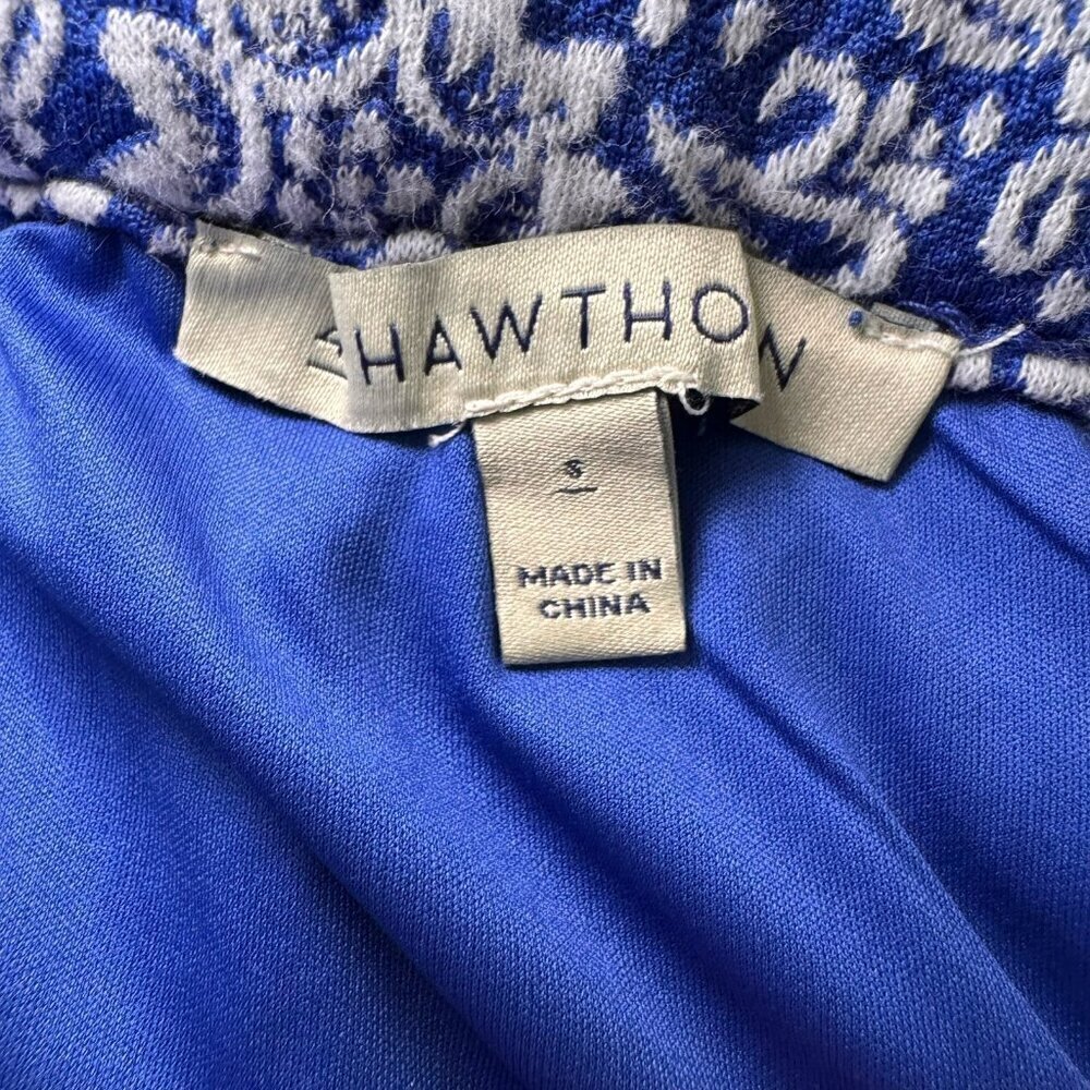 41 Hawthorn Blue White Floral Stretch Knit Pull on Pencil Skirt Small - Picture 4 of 5
